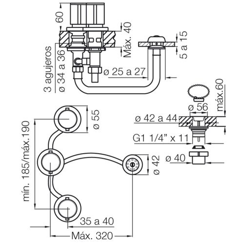 Grifería FV California para Bidet con Transferencia