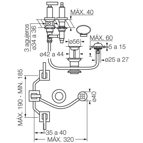 Grifería FV Dominic Lever para Bidet con Transferencia