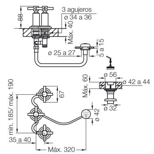 Grifería FV Temple para Bidet con Transferencia