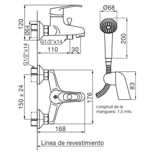 Grifería Monocomando FV Arizona para Ducha de Exterior