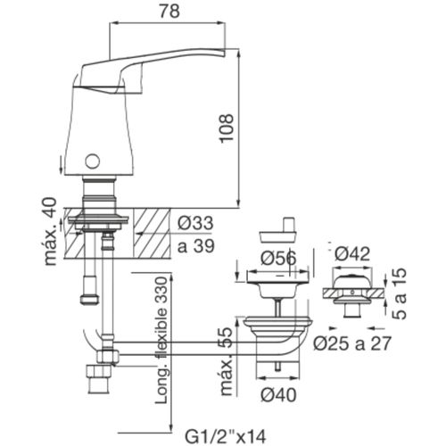 Grifería Monocomando FV Arizona para Bidet