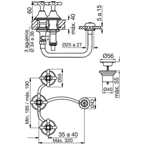 Grifería FV Newport Plus para Bidet Con Transferencia