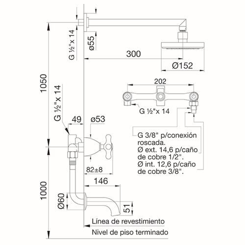 Grifería FV Margot para Ducha y Bañera con Transferencia