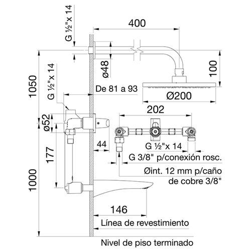 Grifería FV Epuyén para Ducha y Bañera con Transferencia