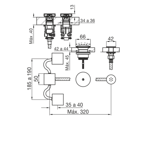 Grifería FV Chaltén para Bidet 0295/H4 cromo