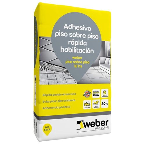 Pegamento Piso Sobre Piso 12hs Weber para Cerámicas x 30 Kg