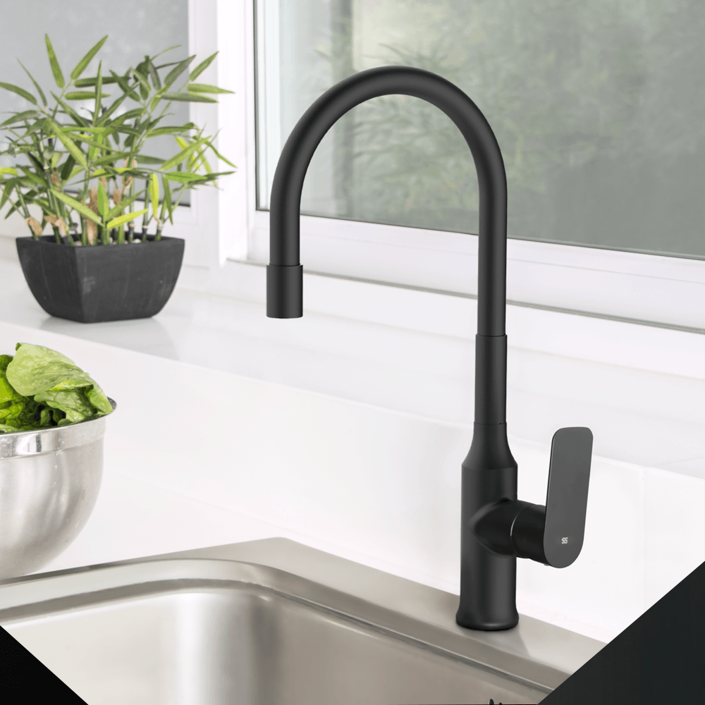 Grifería Monocomando Vasser Agatha Black para Cocina de Mesada con