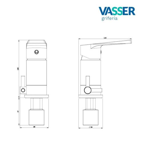 Grifería de Bidet Vasser Zafiro Black Monocomando