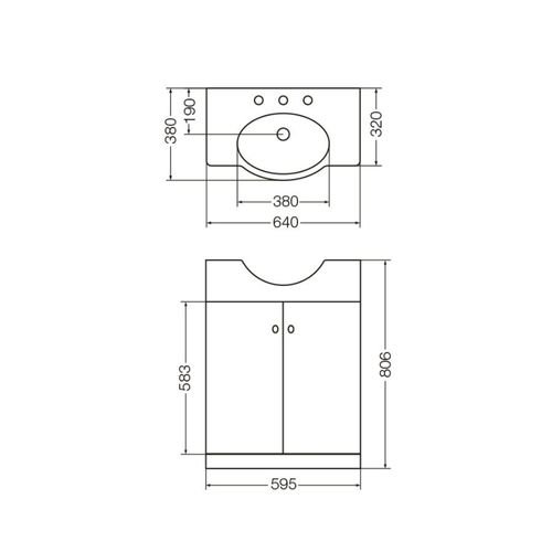 Mueble Vanitory 64cm Ferrum Venecia 2 Puertas X6VL Blanco