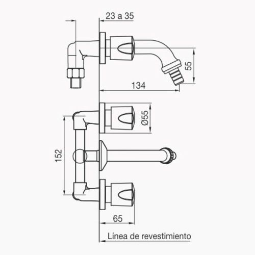 Grifería FV Pampa para Lavadero con Pico Fijo para 13mm