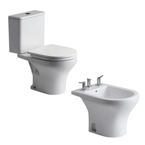 Juego de Baño Ferrum Veneto Inodoro Largo 3 Piezas con Asiento