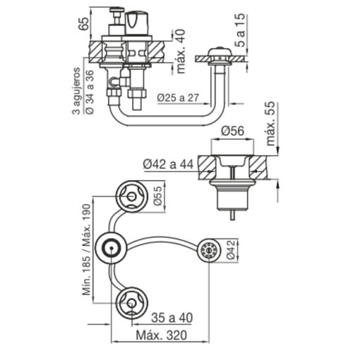 Grifería FV Pampa para Bidet Con Transferencia