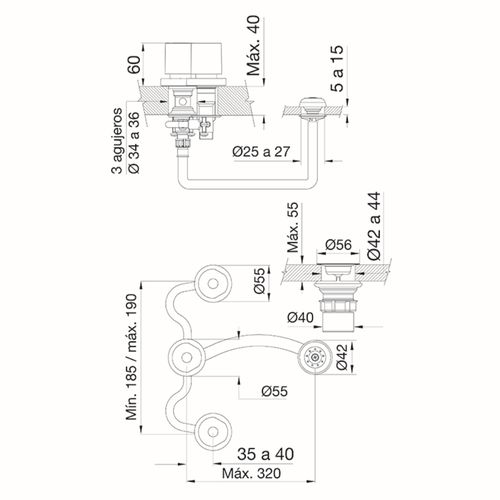 Grifería FV Obera para Bidet con Transferencia