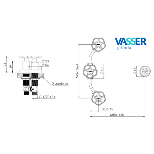 Grifería Vasser Blumé Chrome para Bidet con Transferencia