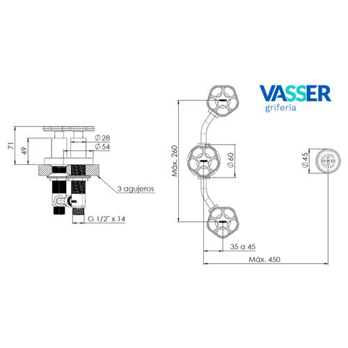 Grifería Vasser Blumé Rot para Bidet con Transferencia