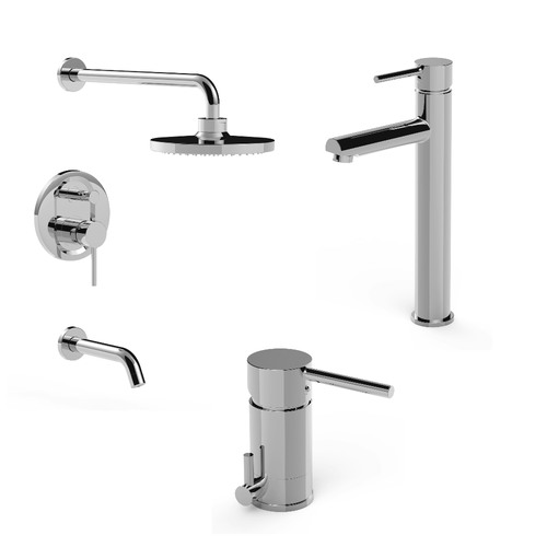 Kit Grifería Vasser Lyra Lavatorio Alto, Ducha y Bidet
