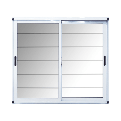 Ventana Corrediza de Aluminio Moderna Nexo con Vidrio Entero y Reja Ancho 100 Blanca