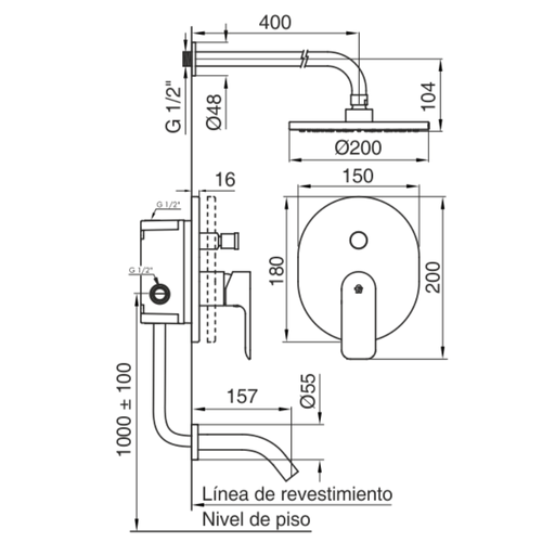Grifería Monocomando FV Coty para Ducha y Bañera con Transferencia