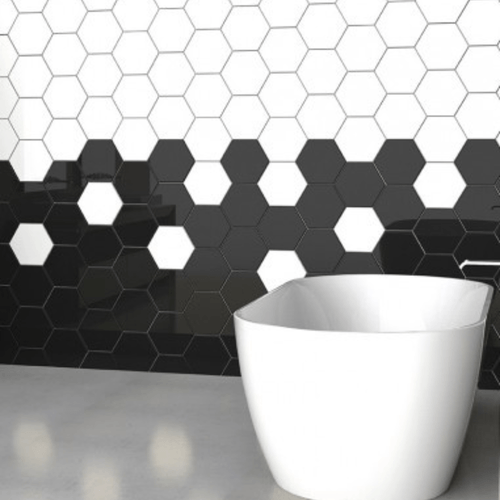 Hexagono Acuarela Negro Mate 17,4x17,4