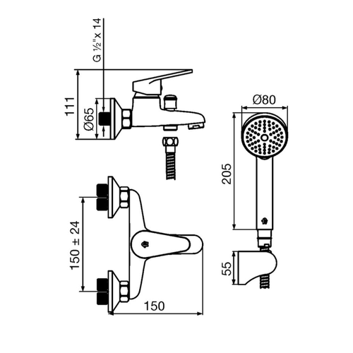 Grifería Monocomando FV Compacta para Ducha con Transferencia de Exterior