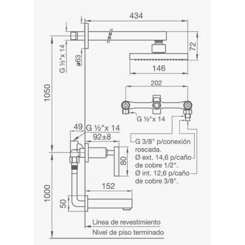 Grifería FV Dominic Lever para Ducha y Bañera con Transferencia