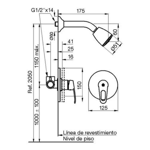 Grifería Monocomando FV Arizona para Ducha y Bañera Sin Transferencia