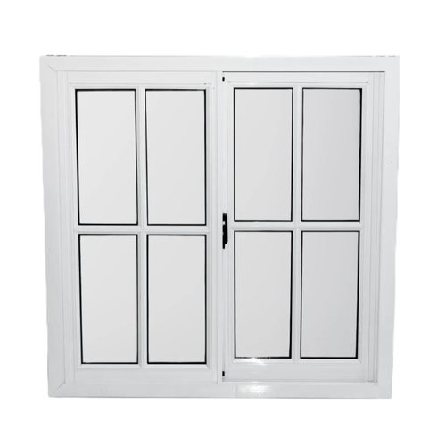 Ventana de Aluminio Corrediza Herfasa Ancho 100x100 Vidrio Repartido Blanca