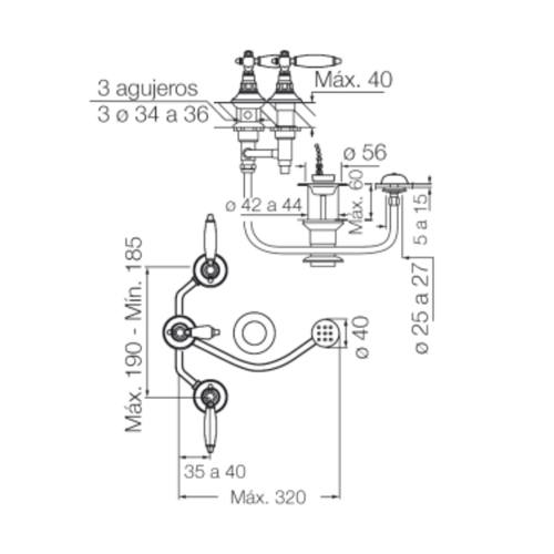 Griferia para Bidet Fv - Vermont Lever