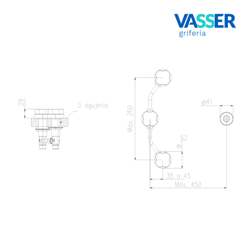 Griferia Vasser para Bidet de 2 llaves con Transferencia Senza Black