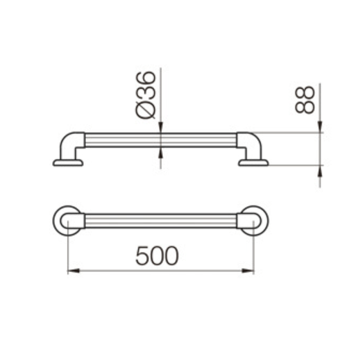 Barral de Apoyo Recto 50cm Ferrum Traful VPFR5 PVC Blanco