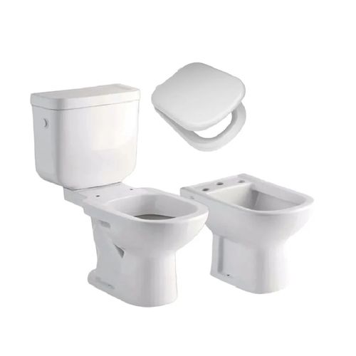 Juego de Baño Ferrum Bari Inodoro largo con Mochila  Asiento y Bidet