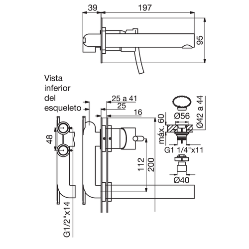 Grifería Monocomando FV Libby para Lavatorio de Pared 0206/39