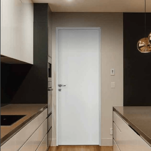 Puerta Placa Practika Oblak Blanco Marco de Chapa 80x200 Izquierda