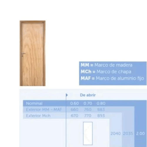 Puerta Indoors Modelo Cedrillo Marco de Chapa 70x200 Izquierda