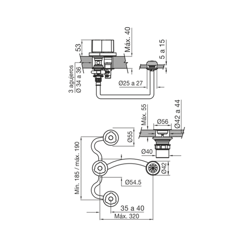 Grifería FV Radal para Bidet Con Transferencia