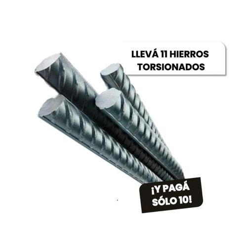 Combo 10 Barras Hierro Torsionado de 12 mm + 1 de Regalo