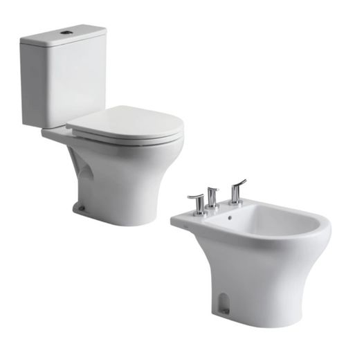 Juego de Baño Ferrum Veneto Inodoro largo con Mochila  Asiento y Bidet