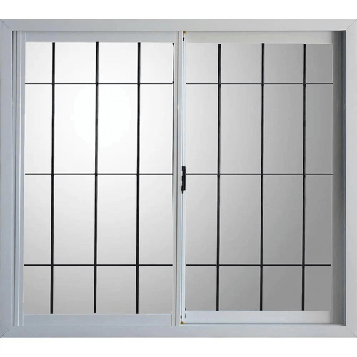 Ventana Corrediza de Aluminio Blanco Nexo Vidrio Entero con Reja 100x110 L1163