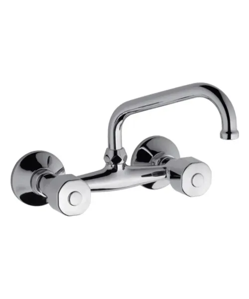 Grifería Alta FV Arizona Plus para Cocina/Lavadero de Pared con Pico Móvil Corto y Conexiones excéntricas de Exterior
