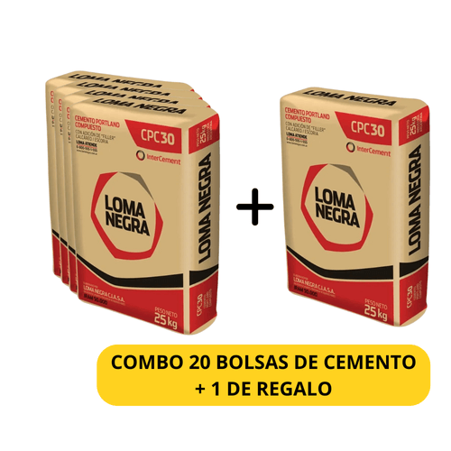 Combo 20 bolsas de cemento + 1 de regalo Web