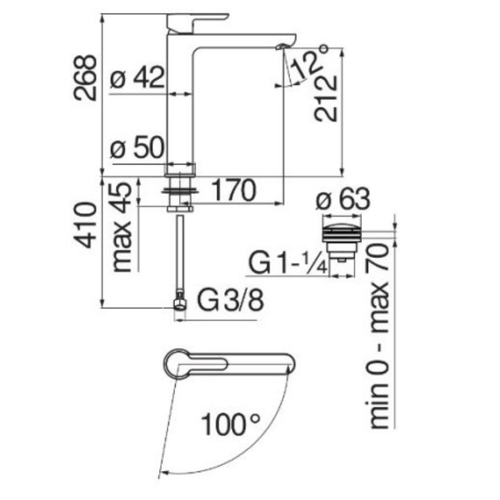 Grifería Nobili de Lavatorio Monocomando Alto ABC Cromo