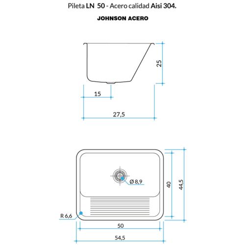 Bacha Simple de Acero Johnson para Lavadero LN50 2da Calidad