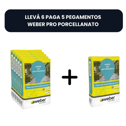 Combo 6x5 Pegamento Weber Pro Porcerllanato x 25kg