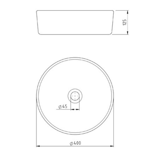 Bacha de Apoyar Redonda Peirano Negra (400x400x125)