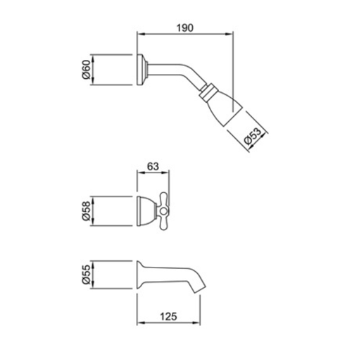 Griferia de Ducha y Bañera Peirano Ares 434/CR