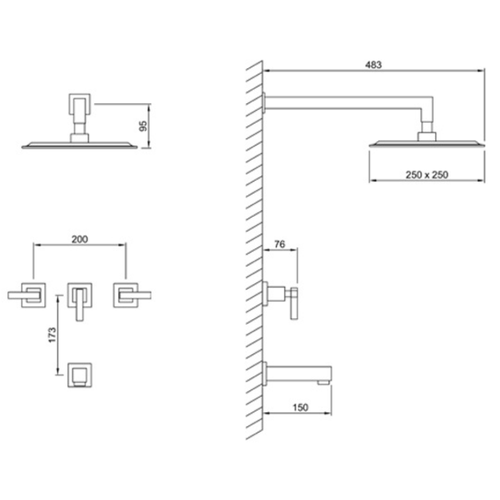 Griferia de Ducha y Bañera Peirano Castilla 80-153/CR