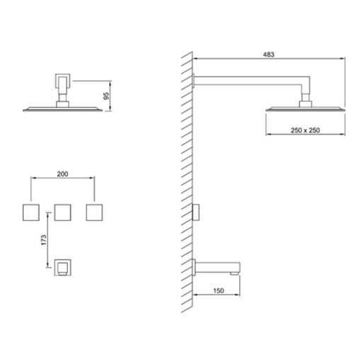 Griferia de Ducha y Bañera Peirano Prado 80-191/CR