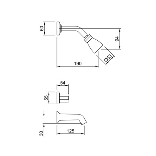 Griferia de Ducha y Bañera Peirano Renacer 80-002/CR
