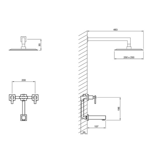 Griferia de Ducha y Bañera Peirano Sena 80-163/CR