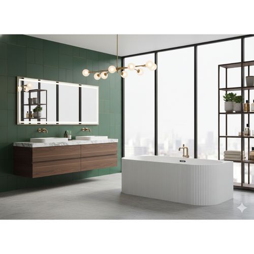 Bañera Estriada White Glossy 1.7x0.8x0.59 mts. G-5001 Derecha